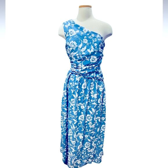 Abercrombie And Fitch One-Shoulder Cutout Maxi Dress Floral Midi Size L NWOT - Picture 2 of 8